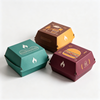 Boîte à hamburger en carton blanc compostable, robuste, pliable, écologique, avec logo personnalisé, impression UV quadricolore, conception OEM pour
