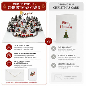 Tarjetas <span class=keywords><strong>de</strong></span> Felicitación Navideñas 3D Pop-up al por Mayor: Diseño <span class=keywords><strong>de</strong></span> Tren, Trineo <span class=keywords><strong>de</strong></span> Santa, Muñeco <span class=keywords><strong>de</strong></span> Nieve, Árbol <span class=keywords><strong>de</strong></span> Navidad y Capilla - Tarjetas <span class=keywords><strong>de</strong></span> Agradecimiento para las Fiestas - Product Image 5