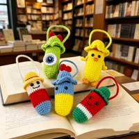 Étui à rouge à lèvres tricoté à la main avec crochet de suspension, décoration d'intérieur au crochet, 5 types de sacs de tricot pré-faits