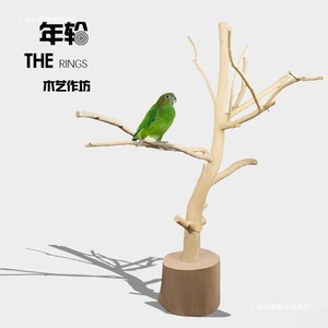 Soporte de suelo para loros The Rings Wood Parrot Perch con columpio y juguetes para el entrenamiento de loros - Product Image 3