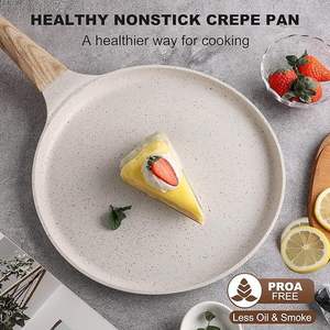Poêle à crêpes antiadhésive avec revêtement en granit, poêle à dosa, poêle à crêpes plate, poêle à frire, plaque chauffante avec poignée anti-chaleur, compatible induction, en métal - Product Image 3