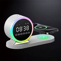 Haut-parleur Bluetooth multi-fonctions CE RoHs Certificate 4-en-1 Night Light Alarm Clock avec chargeur sans fil