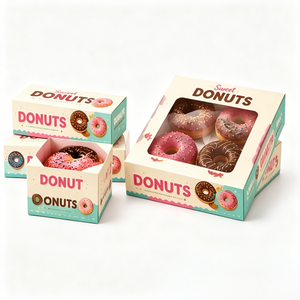Boîte à <span class=keywords><strong>donuts</strong></span> personnalisée avec fenêtre transparente, emballage de boulangerie en gros pour desserts et <span class=keywords><strong>donuts</strong></span> de qualité supérieure - Product Image 2