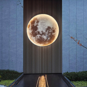 Lámpara LED de pared para exteriores, diseño de luna redonda, luz decorativa para pintura, iluminación para villa, pasillo, hogar, 30cm, 50cm, 60cm, 80cm, 100cm - Product Image 1