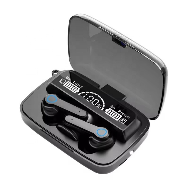 M19 TWS True Wireless Earbuds with Mic Blue Tooth 5.1 Mirror Finish Flashlight Headset in White