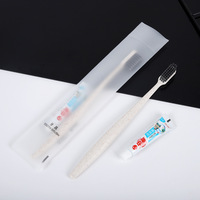 Kit de toilette jetable personnalisé EPACK avec logo : savon d'hôtel, bonnet de douche, peigne, rasoir, brosse à dents, dentifrice, en sachets plastiques transparents PE