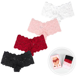 <span class=keywords><strong>Ensemble</strong></span> de lingerie sexy pour femmes de grande taille, 4 pièces/<span class=keywords><strong>lot</strong></span>, culotte en tricot confortable, coffret cadeau avec motif uni - Product Image 1