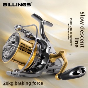 Bobine <span class=keywords><strong>de</strong></span> pêche spinning tout métal Billings, rapport <span class=keywords><strong>de</strong></span> transmission 4.8:1, descente lente, lancer longue distance, utilisation gaucher, frein 20kg, pour la pêche en mer, en rivière et à la <span class=keywords><strong>carpe</strong></span> - Product Image 5
