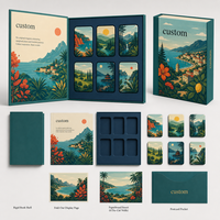 Boîte à aimants de voyage personnalisée, boîte à livres en papier rigide, emballage cadeau, présentoir, 6 pièces, étui à souvenirs magnétique