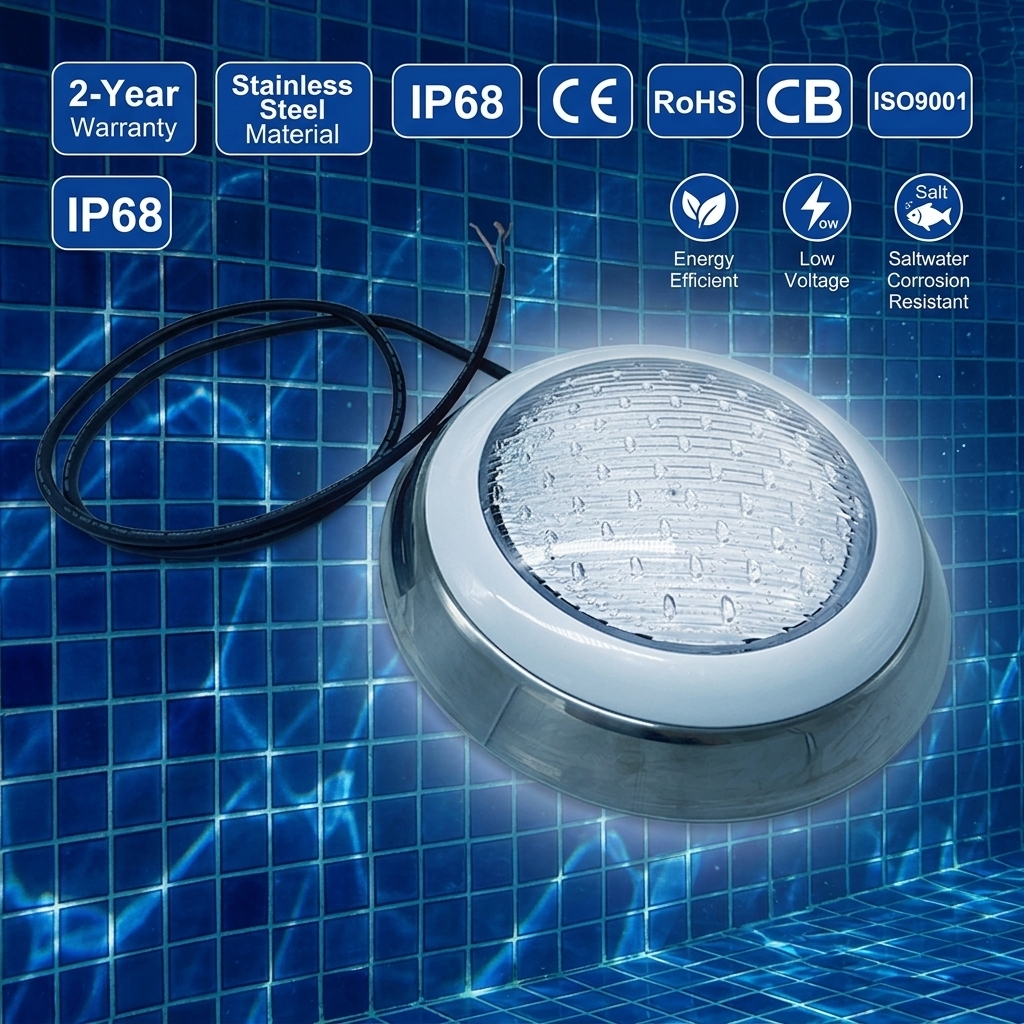 IP68 Waterproof No Drilling Easy Installation Anti-Corrosion SS Surface Wall Mounted LED Swimming Pool Light for Saltwater Pool
