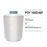 Harga Pabrik Benang POY 100% Poliester 100D/48F OKE-100 Grade AA Putih Benang Filamen Tenasitas Tinggi untuk Rajutan Tenun Jahit