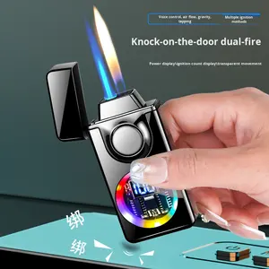2025 moderne USB allume-cigare créatif coupe-vent Cool commande vocale plusieurs méthodes d'allumage double feu commutable - Product Image 3