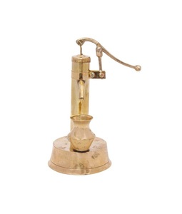Brass Hand Pump Traditional Tabletop Home Decor Indoor Living Room Ornament with Round Design <b>Rustic</b> Vintage Accent Piece - Product Image 1