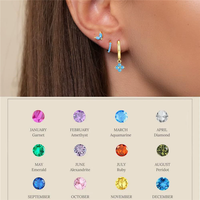 Anting Batu Kelahiran Grosir SP Fashion Sederhana Multi Warna 3PCS/Set Set Aksesoris Anting Wanita
