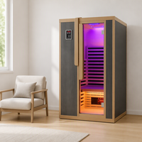 Ruang Sauna Inframerah Jauh Dalam Ruangan untuk 2 Orang, Kabin Sauna Kayu dengan Terapi Cahaya Merah dan Terapi Cahaya Kromoterapi