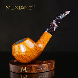 Muxiang Briar Wood Smoking Pipe Bent Type 9mm Filter Core Men's Tobacco Pipe - Product Image 1