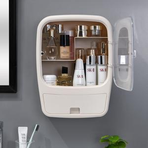 Organisateur cosmétique mural rose avec tiroirs et couvercle transparent pour le rangement du maquillage, capacité 2L - Product Image 4