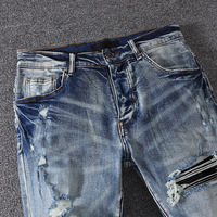 Jeans déchirés et troués, style streetwear de haute qualité, jeans personnalisés pour hommes