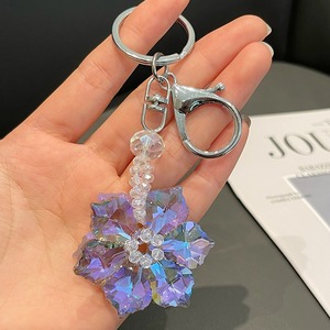 Phổ biến hợp kim kẽm tối thiểu được thiết kế tinh thể bông tuyết quyến rũ thời trang Rose Gold Plated unisex Keychain Quà Tặng - Product Image 5