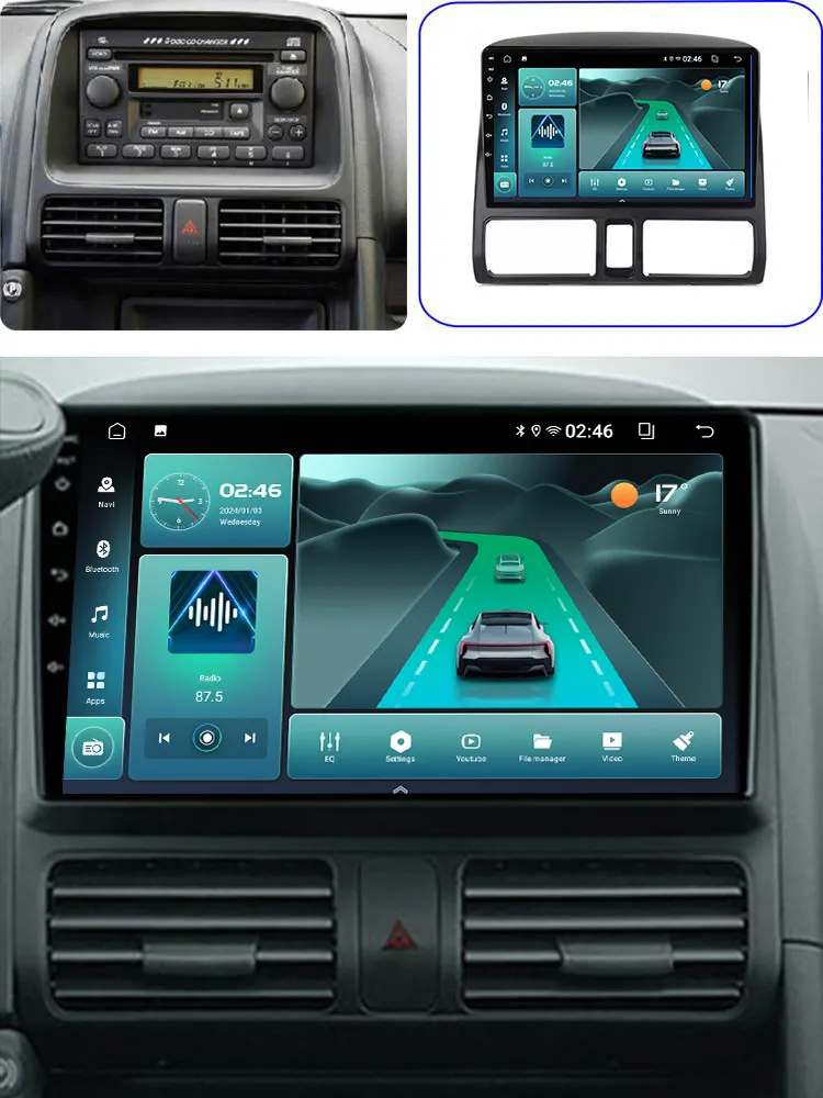 Nuova unità principale Android autoradio 2DIN per Honda CRV 2001-2006 multimediale dps Stereo di navigazione GPS 5G-WIFI con lettore Auto