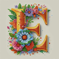SongwooArt Kits de Peinture Diamant Lettre Florale A pour Enfants, Perles Rondes 5D, Décoration Murale Alphabet, Art de Chambre, Cadeau DIY, Peinture Diamant