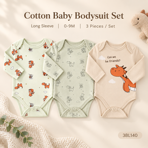 Lot de 3 bodys bébé en coton à manches longues pour nouveau-né (0-9 mois) – Vêtements quotidiens pour nourrissons - Product Image 2