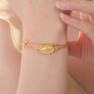 Pulseras con colgante de Cruz de La Virgen Marí<span class=keywords><strong>a</strong></span>, pulseras de cadena de cuentas de acero inoxidable para mujer, amuleto religioso, regalos de joyerí<span class=keywords><strong>a</strong></span> - Product Image 3