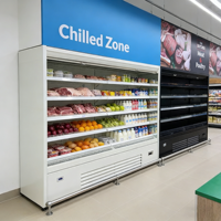Supermarkt koelmeubel voor fruit en groenten, open multideck koelvitrine