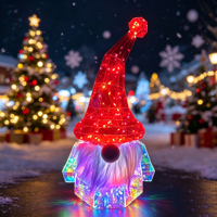 Figurine de Père Noël en plastique traditionnelle faite à la main, gnome holographique décoratif, ornement de table de Noël écologique USB pour intérieur