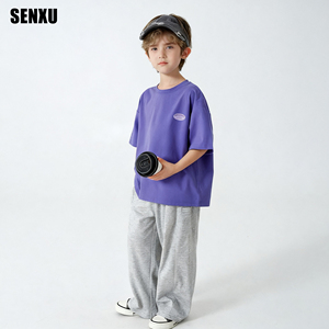 Pantalones deportivos informales para <span class=keywords><strong>niño</strong></span>, de piernas anchas con estampado a cuadros, tejido de punto de algodón, técnica lavada, estilo de mallas rectas - Product Image 3