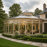 Serre en verre Mexin en aluminium, pour jardin, terrasse, patio, espace de vie, sur mesure, préfabriquée, utilisable toute l'année
