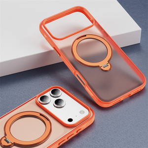 เคสโทรศัพท์แม่เหล็กสีส้มด้านแบบโปร่งแสงสำหรับ iPhone 17 13 14 15 16 Pro Max พร้อมขาตั้งวงแหวนโลหะ 360 องศา ป้องกันการกระแทก - Product Image 5