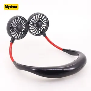 Myriver Strong Soft Wind Portable Face Fan Mini Double Head Neck Fan For Face Make Up Traveling Outdoor Office