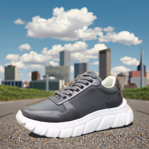 Baskets de luxe en cuir véritable de haute qualité Chaussures de course à lacets confortables Anti-Glissant Coussiné flexible - Product Image 1