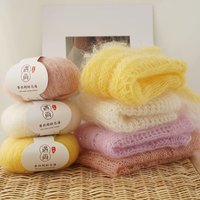 Pull et écharpe tricotés à la main en fil mélangé 30% soie de mûrier et 70% mohair superfin, anti-boulochage, technologie OE, motif teint