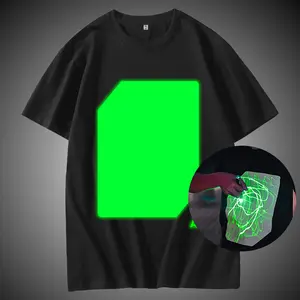 Lichtgevende Vinyl Afdrukken Gloeiende In Dark 100% Premium Katoen Custom T-shirt Met Uw Logo Of Ontwerp