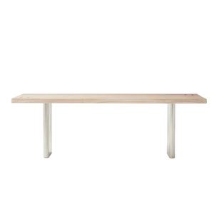 Restaurant moderne à pied de table en acier inoxydable adapté à de nombreuses personnes pour dîner en bois massif naturel table rectangulaire à grande assiette - Product Image 6