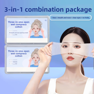 ผ้าเช็ดหน้าแบบเปียก 3-in-1 ชุ่มชื้น พร้อมช่องเปิดสำหรับดวงตาและจมูก ทำจากผ้าฝ้าย 1 ชั้น สำหรับใช้กับเครื่องสำอาง  สั่งซื้อแบบรวมจำนวนมากได้  พร้อมส่งทันที - Product Image 3