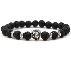 Charm Hip Hop Unisex vulcanico Bead Rock testa di <span class=keywords><strong>leone</strong></span> braccialetti di cristallo <span class=keywords><strong>argento</strong></span>/oro placcato curativo pietra naturale regalo - Product Image 6