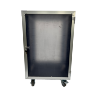 Flight case portable sur mesure pour amplificateur 16U, équipement audio, montage en rack, avec une porte en acrylique et 4 roues