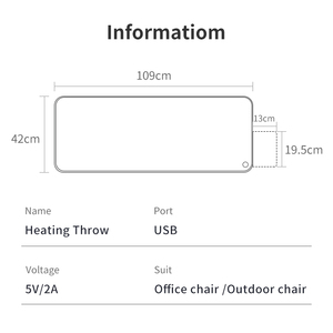 Anjuny presa di riscaldamento elettrico portatile USB coperta di regolazione a tre velocità cuscino riscaldato fodera per esterno quadrato in schiuma - Product Image 6