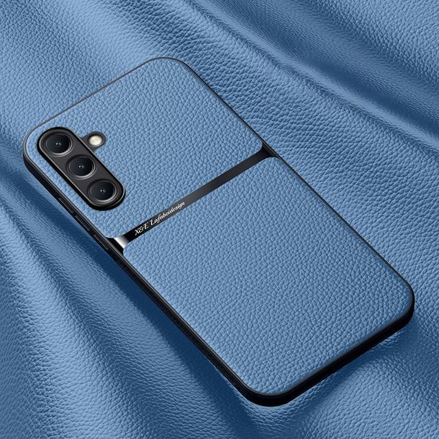 Business Leather Magnetic Shockproof Case for Samsung S25 FE / Edge A17 A16 A56 A36 A35 A25 M35 M34 Back Cover With Metal Plate