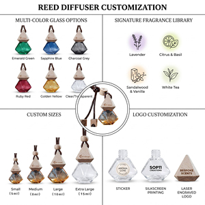 Diffuseur de parfum de luxe en forme de diamant pour voiture avec couvercle en bois pour décoration intérieure moderne, vente en gros, marque privée, qualité supérieure - Product Image 2