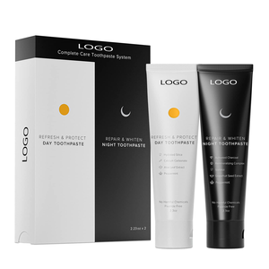Bán buôn OEM du lịch chăm sóc răng miệng Kit màu đen và trắng nhà hàng ngày sử dụng tươi Bảo vệ sửa chữa Làm trắng ngày và đêm làm trắng kem đánh răng - Product Image 1