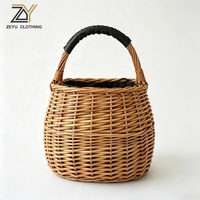 Sac seau tressé en paille naturelle fait main Zeyu pour femme, sac à main en rotin avec poignée supérieure pour le shopping quotidien, sac panier ovale en paille tressée ODM