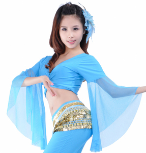 Tops de manga de mariposa de malla Ropa de danza del vientre en Tops de encaje Ropa de actuación Top de vientre - Product Image 5