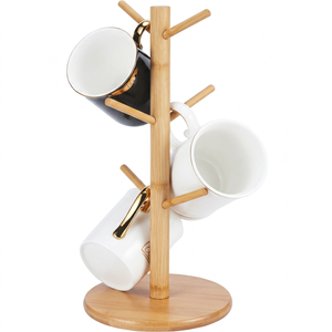 Support décoratif en bambou pour tasses – Organisateur de cuisine et de maison en bois naturel – Vente en gros Vietnam - Product Image 1