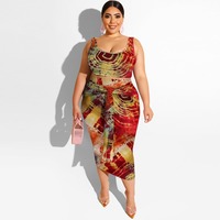 Neu Ankunft Frühling Herbst Fett Mädchen Kleidung plus Größe Frauen ärmel los sexy lose Floral Layered 3xl 4xl 5xl Plus Size Kleider