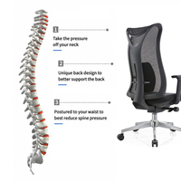 Chaise de bureau ergonomique en maille pour la maison, avec dossier haut réglable et pivotant, en maille respirante et mousse, idéale pour le salon et le bureau.