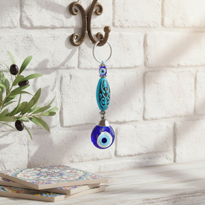 Llavero hecho a mano con cuentas de ojo malvado, hecho a mano con forma de almendro turquesa, Hecho en Turquía - Product Image 3